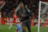 Real Madrid's Kylian Mbappe reacts after scoring his side's third goal during a Spanish La Liga soccer match between Girona and Real Madrid at the Montilivi stadium in Girona, Spain, Saturday, Dec. 7, 2024. (AP Photo/Joan Monfort)