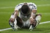 Real Madrid's Kylian Mbappe reacts after missing a chance to score during the Spanish La Liga soccer match between Real Madrid and Getafe at the Santiago Bernabeu Stadium in Madrid, Spain, Sunday, Dec. 1, 2024. (AP Photo/Bernat Armangue)