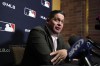 New York Mets manager Carlos Mendoza speaks to media at the Major League Baseball winter meetings, Monday, Dec. 9, 2024, in Dallas. (AP Photo/LM Otero)