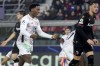Jonathan David, the leading scorer in the French league this season, leads the list of men's nominees for Canada Soccer Player of the Year. Lille's David, front left, celebrates after scoring his side's second goal during the Champions League opening phase soccer match between Bologna FC 1909 and LOSC Lille in Bologna, Italy, Wednesday, Nov. 27, 2024. THE CANADIAN PRESS/AP-Michele Nucci/LaPresse via AP