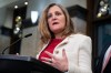 Minister of Finance Chrystia Freeland delivers remarks on Parliament Hill in Ottawa, on Wednesday, Dec. 11, 2024. THE CANADIAN PRESS/Spencer Colby