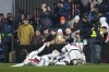 Rayo Vallecano players celebrate after Rayo's Abdul Mumin scored his side's second goal during the Spanish La Liga soccer match between Rayo Vallecano and Real Madrid at the Vallecas stadium in Madrid, Spain, Saturday, Dec. 14, 2024. (AP Photo/Manu Fernandez)