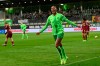 Wolfsburg's Sveindis Jonsdottir celebrates after scoring her fourth goal during the women's Champions League soccer match between VfL Wolfsburg and AS Roma at AOK Stadion in Wolfsburg, Germany, Wednesday Dec. 11, 2024. (Swen Pförtner/dpa via AP)
