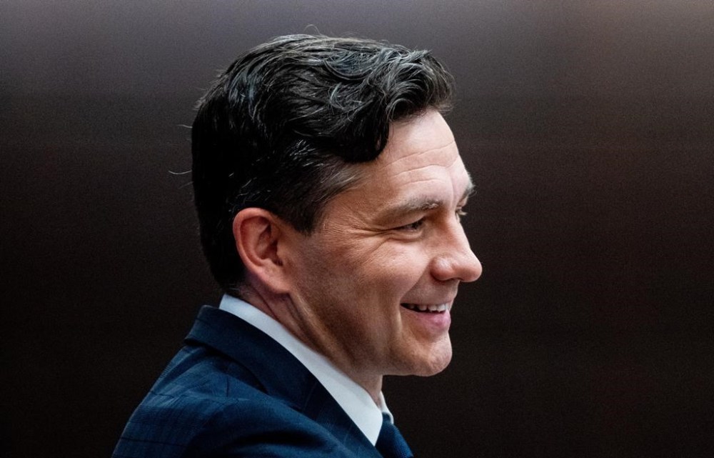 Conservative Leader Pierre Poilievre addresses his caucus on Parliament Hill in Ottawa, on Sunday, Sept. 15, 2024. THE CANADIAN PRESS/Spencer Colby