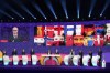 UEFA deputy general secretary Giorgio Marchetti, on the video screen, hosts the UEFA Euro 2025 European women's soccer championship final draw at the Swiss Tech Convention Centre in Lausanne, Switzerland, Monday, Dec. 16, 2024. (AP Photo/Laurent Cipriani)
