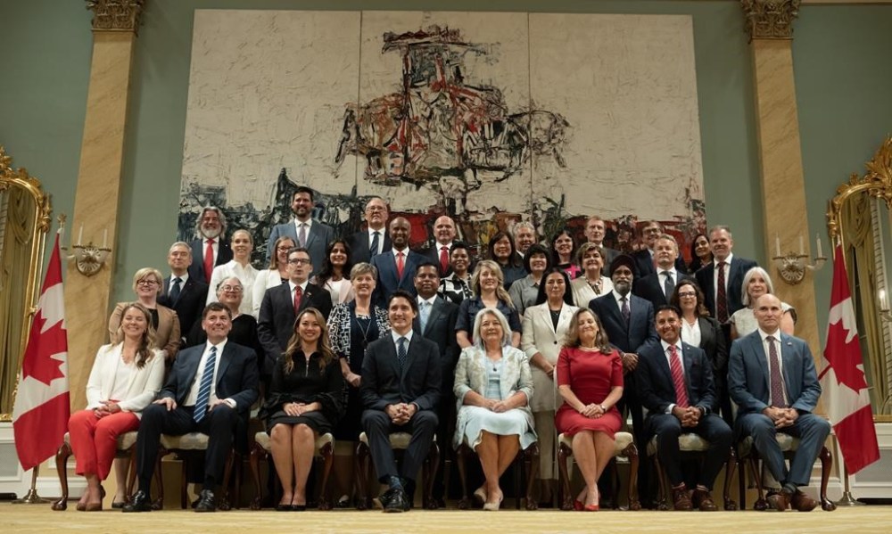 Prime Minister Justin Trudeau and Governor-General Mary Simon pose for a group portrait with the Prime Minister's latest cabinet appointees during a cabinet swearing-in ceremony at Rideau Hall in Ottawa, Wednesday, July 26, 202. THE CANADIAN PRESS/Justin Tang