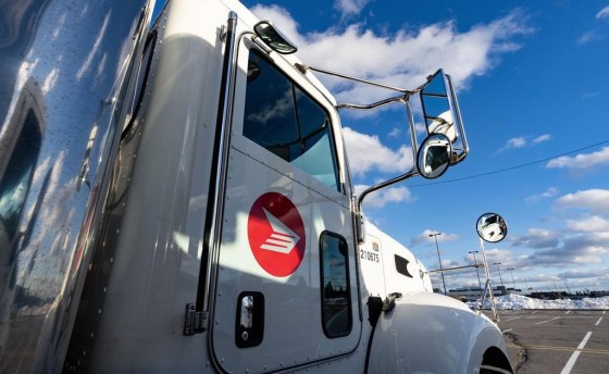 A Canada Post truck at a distribution centre in Montreal(Christinne Muschi / The Canadian Press files)