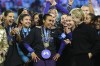 Orlando Pride forward Marta, center, is interviewed after their NWSL championship win over the Washington Spirit at CPKC Stadium, Saturday, Nov. 23, 2024, in Kansas City, Mo. (AP Photo/Reed Hoffmann, File)
