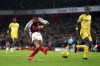 Arsenal's Gabriel Jesus scores his side's third goal during the English League Cup quarterfinal soccer match between Arsenal and Crystal Palace at Emirates stadium in London, Wednesday, Dec. 18, 2024. (Mike Egerton/PA via AP)
