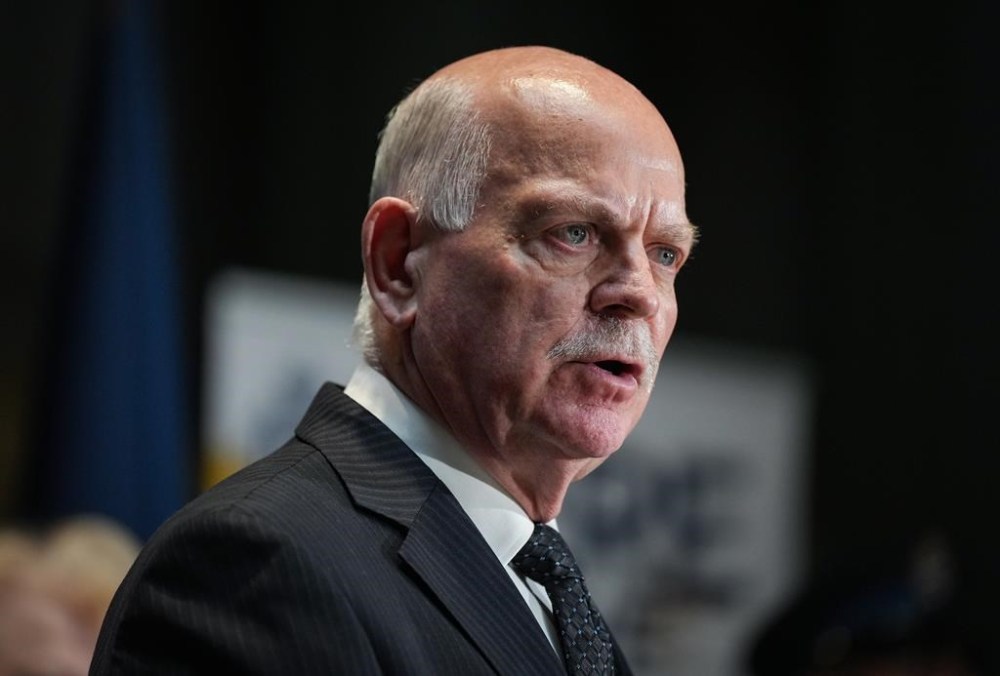 B.C. Minister of Public Safety Garry Begg speaks during a news conference at Surrey Police headquarters, in Surrey, B.C., on Nov. 29, 2024. THE CANADIAN PRESS/Darryl Dyck