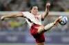 Canada's Vanessa Gilles reaches for the ball during a women's Group A soccer match between Colombia and Canada, at the 2024 Summer Olympics, Wednesday, July 31, 2024, at the Nice Stadium in Nice, France. THE CANADIAN PRESS/AP/Julio Cortez