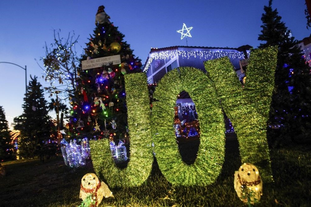 A holiday light up display on Friday Dec. 13th in Las Vegas. (AP Photo/Ty ONeil)
