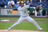 FILE - Milwaukee Brewers starting pitcher Joe Ross delivers during the first inning of a baseball game against the Pittsburgh Pirates in Pittsburgh, April 22, 2024. (AP Photo/Gene J. Puskar, File)