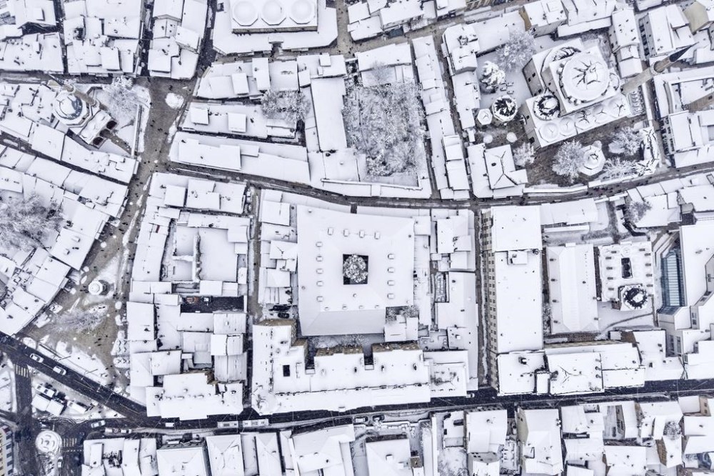An aerial view of Bascarsija, the old part of Sarajevo, Bosnia, Tuesday, Dec. 24, 2024. (AP Photo/Armin Durgut)