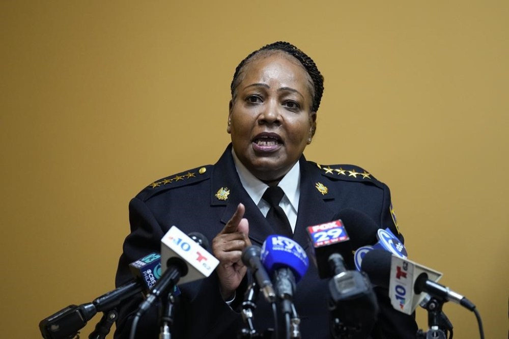 FILE - Philadelphia Sheriff Rochelle Bilal gives a news conference in Philadelphia, Sept. 21, 2023. (AP Photo/Matt Rourke, File)