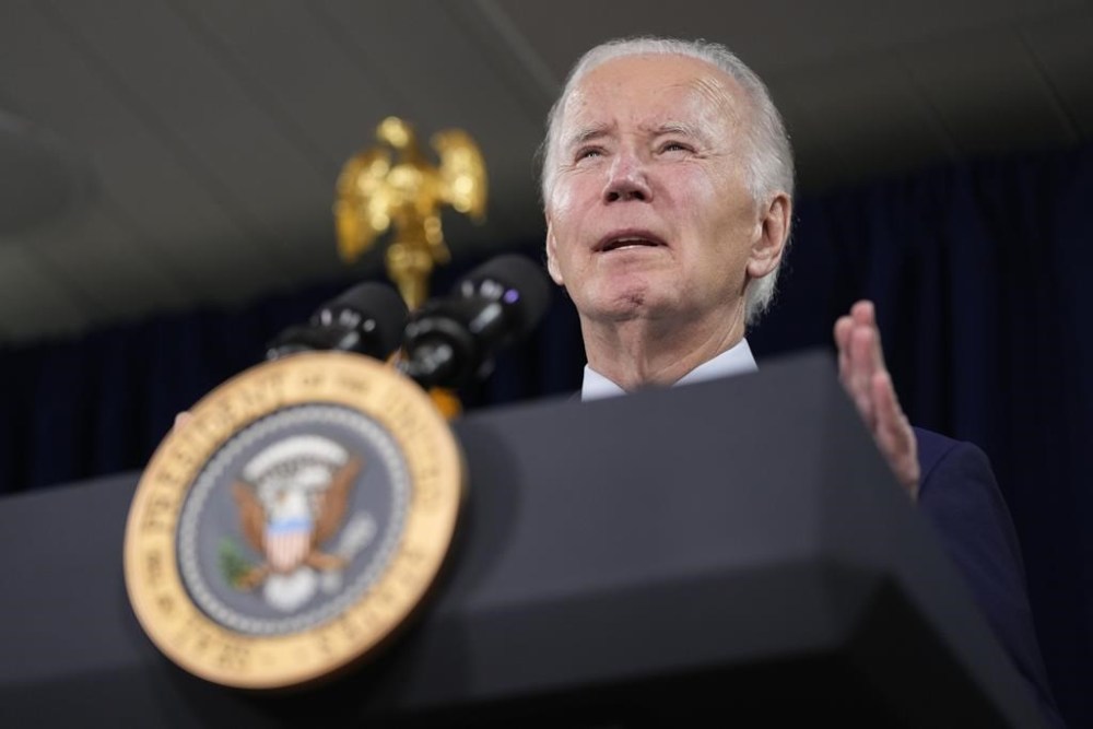 President Joe Biden speaks about the death of former President Jimmy Carter Sunday, Dec. 29, 2024, at the Company House Hotel in Christiansted, St. Croix, U.S. Virgin Islands. (AP Photo/Susan Walsh)