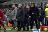 AC Milan's head coach Paulo Fonseca reacts after receiving red cart during the Serie A soccer match between AC Milan and Roma at the San Siro stadium, in Milan, Italy, Sunday, Dec. 29, 2024. (AP Photo/Antonio Calanni)