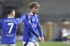 Como's Nico Paz, right, celebrates scoring during the Serie A soccer match between Como and Lecce at the Giuseppe Sinigaglia stadium in Como, Italy, Monday Dec. 30, 2024. (Antonio Saia/LaPresse via AP)