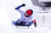 Anna Fernstädt from the Czech Republic reacts at the finish of the 2nd run of the women's Skeleton World Cup in Winterberg, Germany, Friday, Jan. 3, 2025. (David Inderlied/dpa via AP)