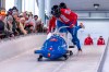 Michael Vogt and Andreas Haas from Switzerland start in the men's two-man bobsleigh, 1st run at the Bobsleigh World Cup in Winterberg, Germany, Saturday Jan. 4, 2025. (David Inderlied/dpa via AP)