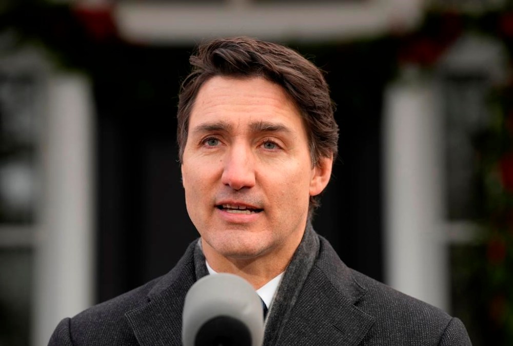 Prime Minister Justin Trudeau makes an announcement outside Rideau Cottage in Ottawa on Monday, Jan.6, 2025. THE CANADIAN PRESS/Adrian Wyld