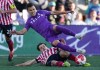 Pacific FC's Pierre Lamothe, front, is tackled by Atletico Ottawa's Matteo de Brienne during the first half of a Canadian Championship quarterfinal soccer match, in Langford, B.C., on Wednesday, May 29, 2024. THE CANADIAN PRESS/Darryl Dyck