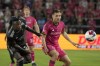 FILE - Houston Dynamo's Luis Caicedo, left, and St. Louis City's Indiana Vassilev challenge for the ball during the second half of an MLS soccer match Saturday, June 3, 2023, in St. Louis. (AP Photo/Jeff Roberson, File)
