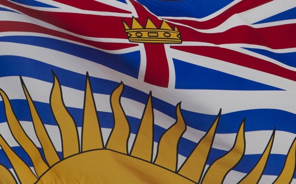 British Columbia's provincial flag flies on a flagpole in Ottawa on July 3, 2020. THE CANADIAN PRESS/Adrian Wyld