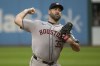 FILE - Houston Astros starting pitcher Justin Verlander delivers against the Cleveland Guardians during the first inning of a baseball game in Cleveland, Sept. 28, 2024. (AP Photo/Phil Long, File)