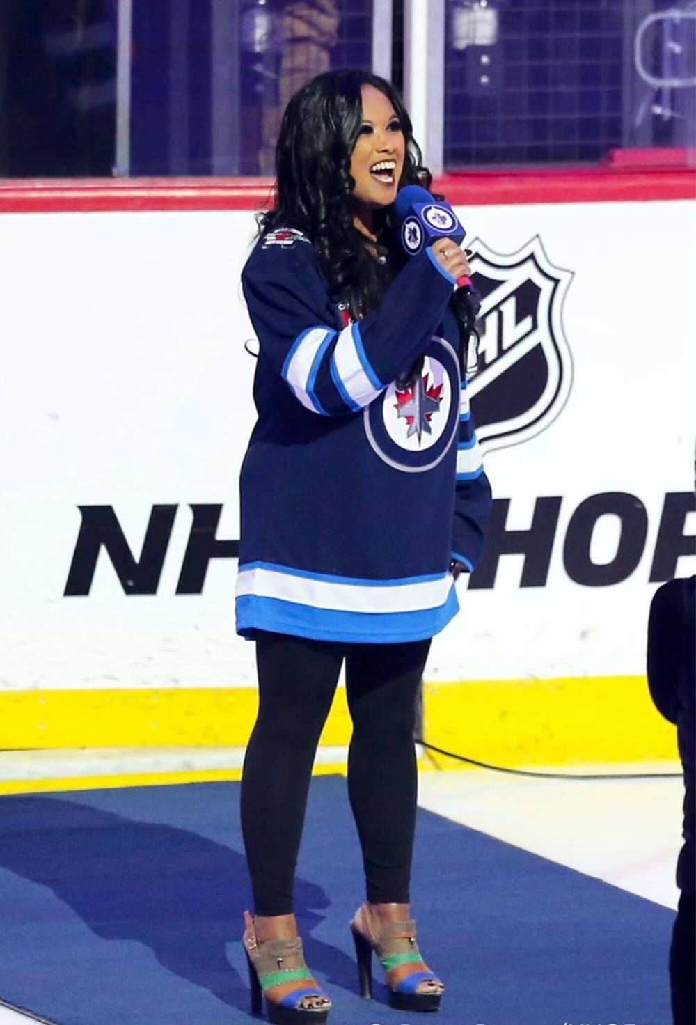 One of the highlights for anthem singer Beverley Wynne was performing a Filipino cultural song during an intermission of the Winnipeg Jets’ inaugural Filipino Heritage Night in November 2022. (Ruth Barton photo)