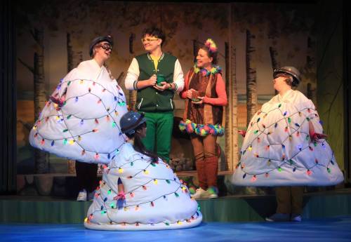 RUTH BONNEVILLE / FREE PRESS
                                Jennifer Lyon (centre right) is Toad to Jayden Fraser&rsquo;s (centre left) Frog in MTYP production.