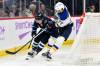 Fred Greenslade / THE CANADIAN PRESS
                                Blues’ Pierre-Olivier Joseph (right) contains Cole Perfetti behind the St. Louis net.