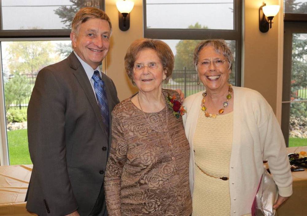 SUPPLIED
Olga Fuga, centre, flanked by son Dale and daughter-in-law Cynthia, celebrated her 90th birthday a few years back.