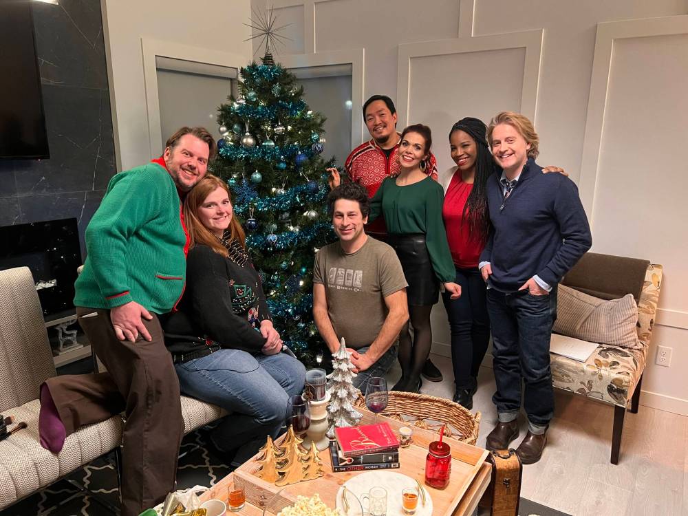 Supplied
Short film Christmas at Doug’s by Winnipeg writer-director Dean Harder (third from left) features local actors (from left) Aaron Merke, Lauren Cochrane, Alan Wong, Shannon Guile, Lisa Bell and Terry Ray.