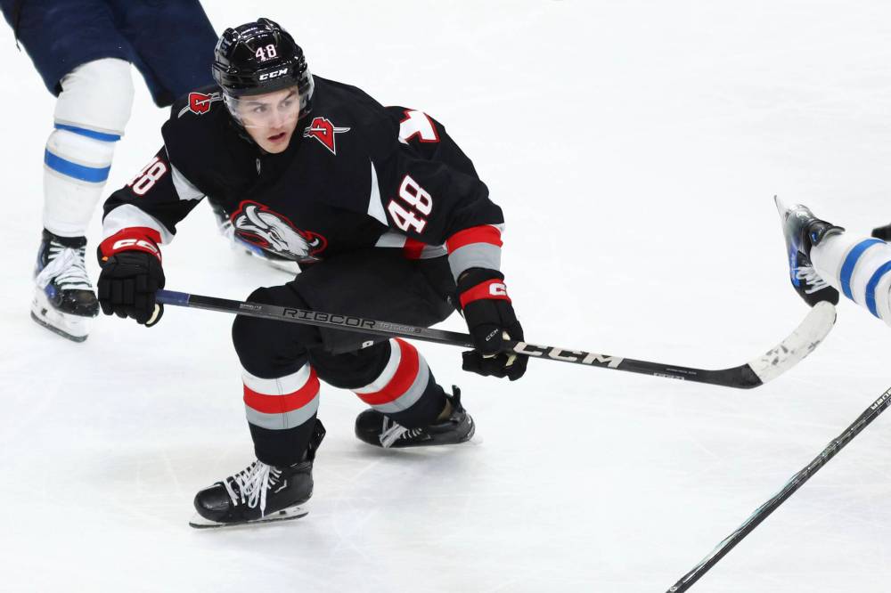 Jeffrey T. Barnes / The Associated Press
Buffalo Sabres centre Tyson Kozak left his hometown of Souris at 16 to pursue his hockey dreams.