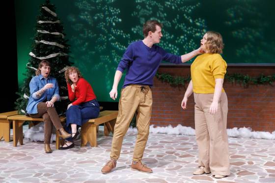 The members of Outside Joke spent the summer watching holiday movies in preparation for their new show. (Mike Deal / Free Press)