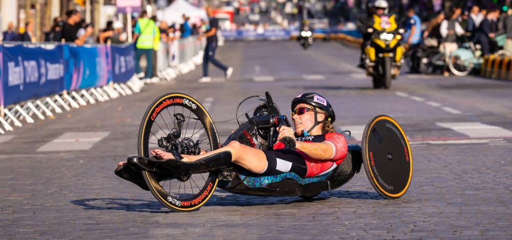 Dave Holland / Canadian Paralympic Committee files
Leanne Taylor competes in women’s PTWC para triathlon during the Paralympic Games in Paris in September.
