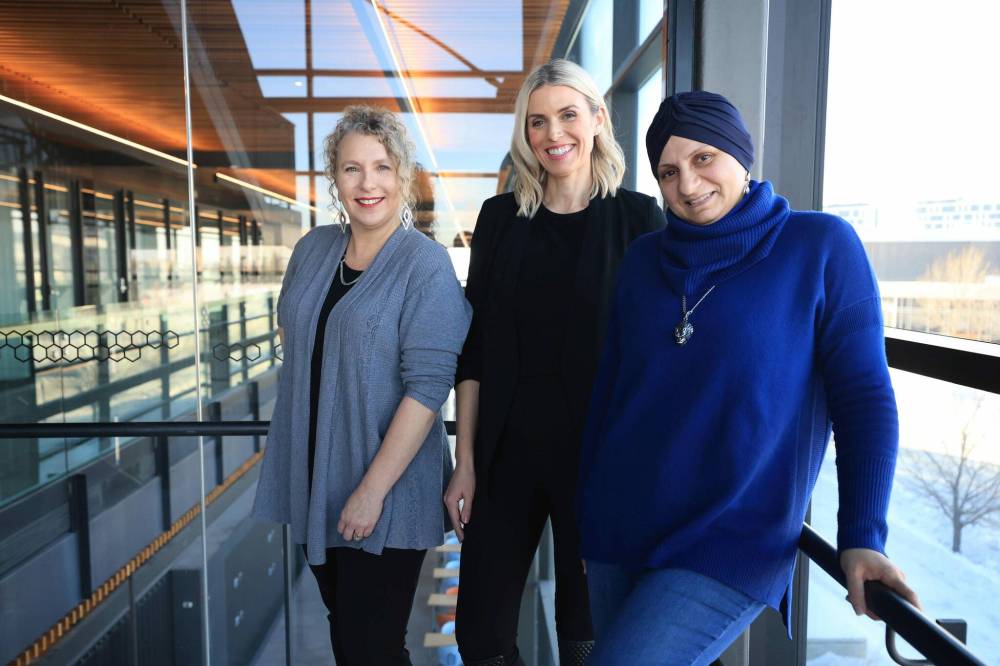 RUTH BONNEVILLE / FREE PRESS
Joelle Foster (from left), president and CEO of North Forge; Kiera Fogg, founder of Ribit AI; and Nermin Sa’d, director of programs at North Forge.