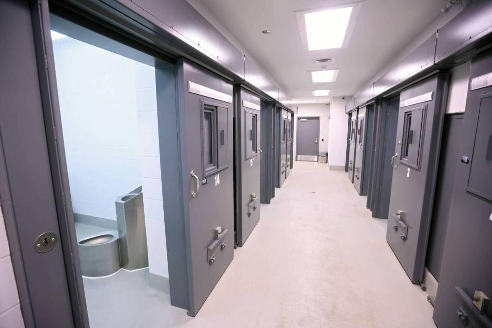 The new detention cells at the Brandon Police Service headquarters in Brandon. (Tim Smith / The Brandon Sun)