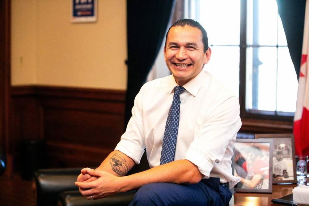 MIKAELA MACKENZIE / FREE PRESS 
                                Premier Wab Kinew reflected on the last 12 months during an interview last week with the Free Press.