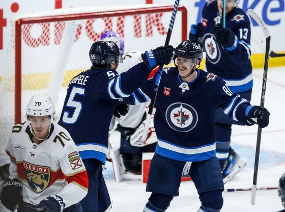 It's been fun to see Mark Scheifele and Kyle Connor push each other to score goals. (Fred Greenslade / Canadian Press files)