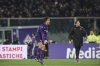 Fiorentina's Luca Ranieri celebrates after scoring his team's first goal during the Serie A soccer match between Fiorentina and Inter Milan, at the Artemio Franchi stadium in Florence, Italy, Thursday, Feb. 6, 2025. (Massimo Paolone/LaPresse via AP)