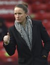 Manchester United manager Casey Stoney gestures during the English Women's Super League soccer match between Aston Villa and Manchester United at the Bank's Stadium in Walsall, England, in this Saturday, Dec. 5, 2020, file photo. Stoney unveils her first squad selection since being named Canada women’s soccer coach. THE CANADIAN PRESS/AP/Rui Vieira