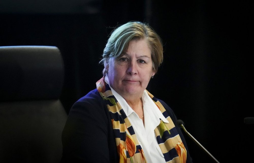 Commissioner Justice Marie-Josee Hogue listens to a witness at the Foreign Interference Commission in Ottawa on Tuesday, Oct. 15, 2024. THE CANADIAN PRESS/Sean Kilpatrick