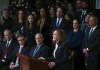 FILE - Vice President Kamala Harris delivers a eulogy for former President Jimmy Carter as he lies in state during a ceremony in the Capitol on Jan. 7, 2025, in Washington. (Ricky Carioti/The Washington Post via AP, Pool, File)