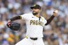 FILE - The then San Diego Padres starting pitcher Martin Perez throws during the second inning of a baseball game against the Chicago White Sox, Saturday, Sept. 21, 2024, in San Diego. (AP Photo/Ryan Sun, File)