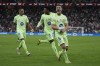 Barcelona's Gavi, front, celebrates after scoring during the Spanish Super Cup semifinal match between Athletic Bilbao and Barcelona in Jeddah, Saudi Arabia, on Wednesday, Jan. 8, 2025. (AP Photo/Altaf Qadri)