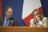 Italian Premier Giorgia Meloni holds the 2024 year-end press conference, flanked by the Italian president of the Order of Journalists, Carlo Bartoli, in Rome, Thursday, Jan. 9, 2025. (AP Photo/Alessandra Tarantino)