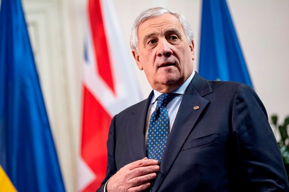 Antonio Tajani, Foreign Minister of Italy, arrives for a family photo at the meeting of EU Foreign Ministers at the Federal Foreign Office's guest house, Villa Borsig, in Berlin, Thursday, Dec. 12, 2024. (Fabian Sommer/dpa via AP)