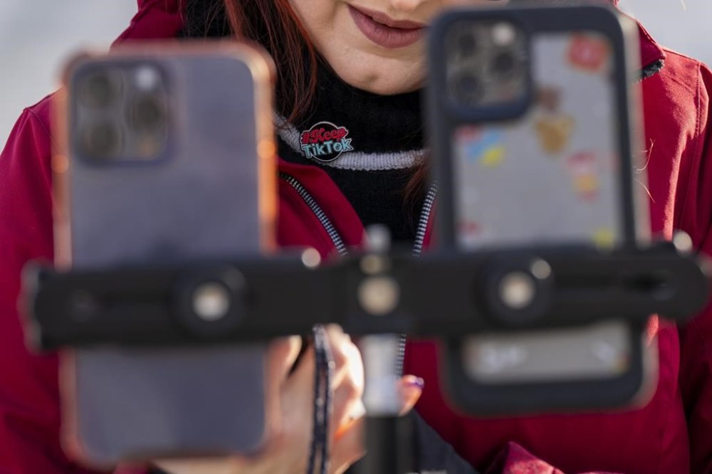Wearing a button in support of TikTok, Tiffany Cianci, who says she is a
